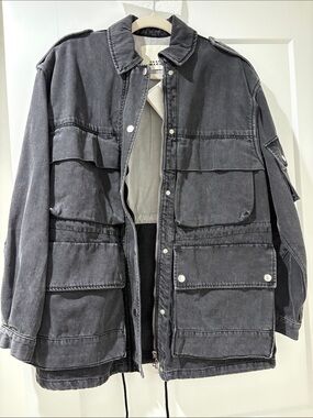 Isabel Marant “Elize” denim jacket in faded black.